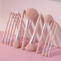 BEILI Fashionable Style Cosmetic Brushes Pink Handle Pink Bristle 11pcs Set