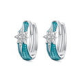 Wholesale 925 Sterling Silver Green Starry Ear Buckles Round Hoop Earrings Platinum Plated for Women Fine Jewelry BSE943