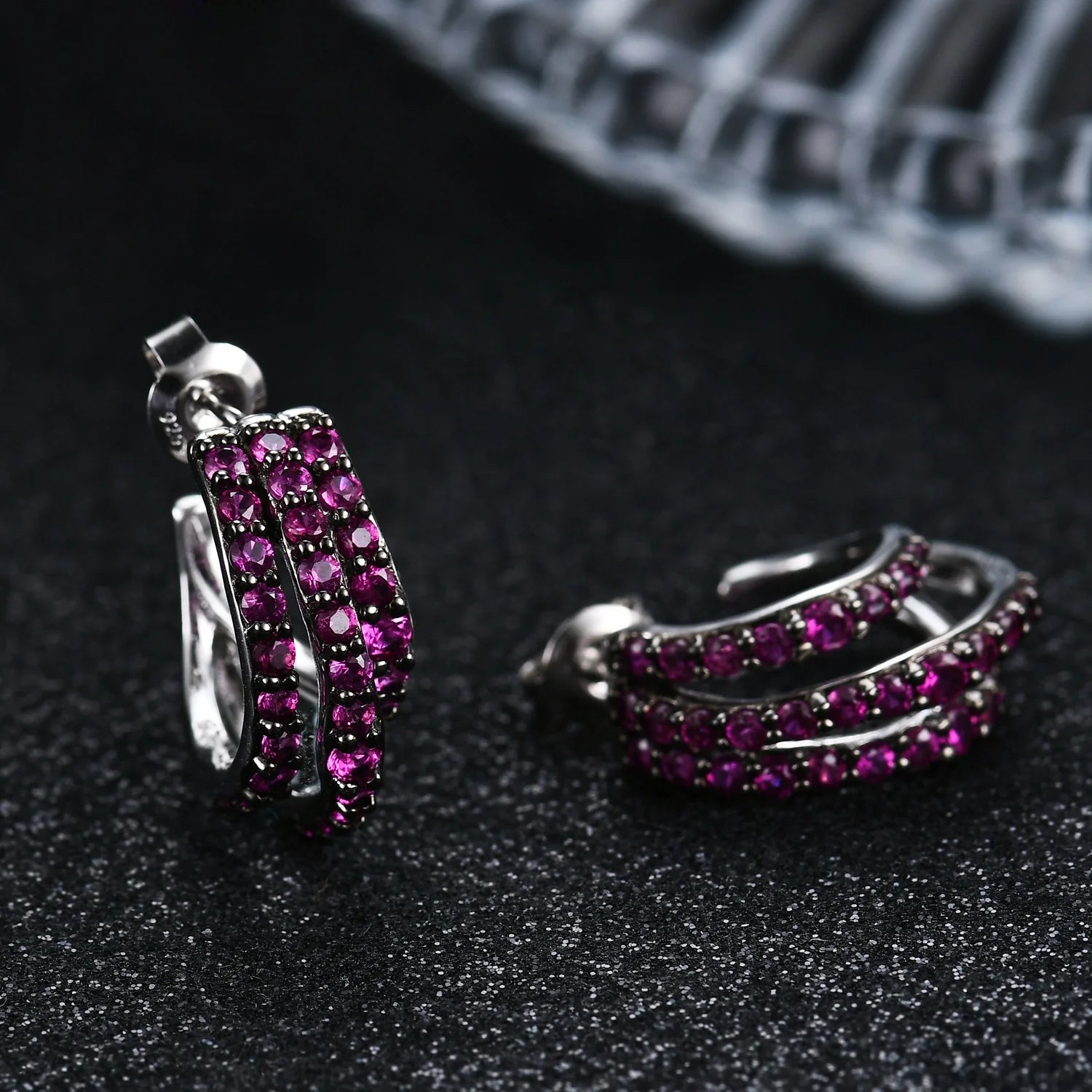 Abiding Fine Jewelry Wholesale Elegant Women Lab Created Ruby 925 Sterling Silver Earring