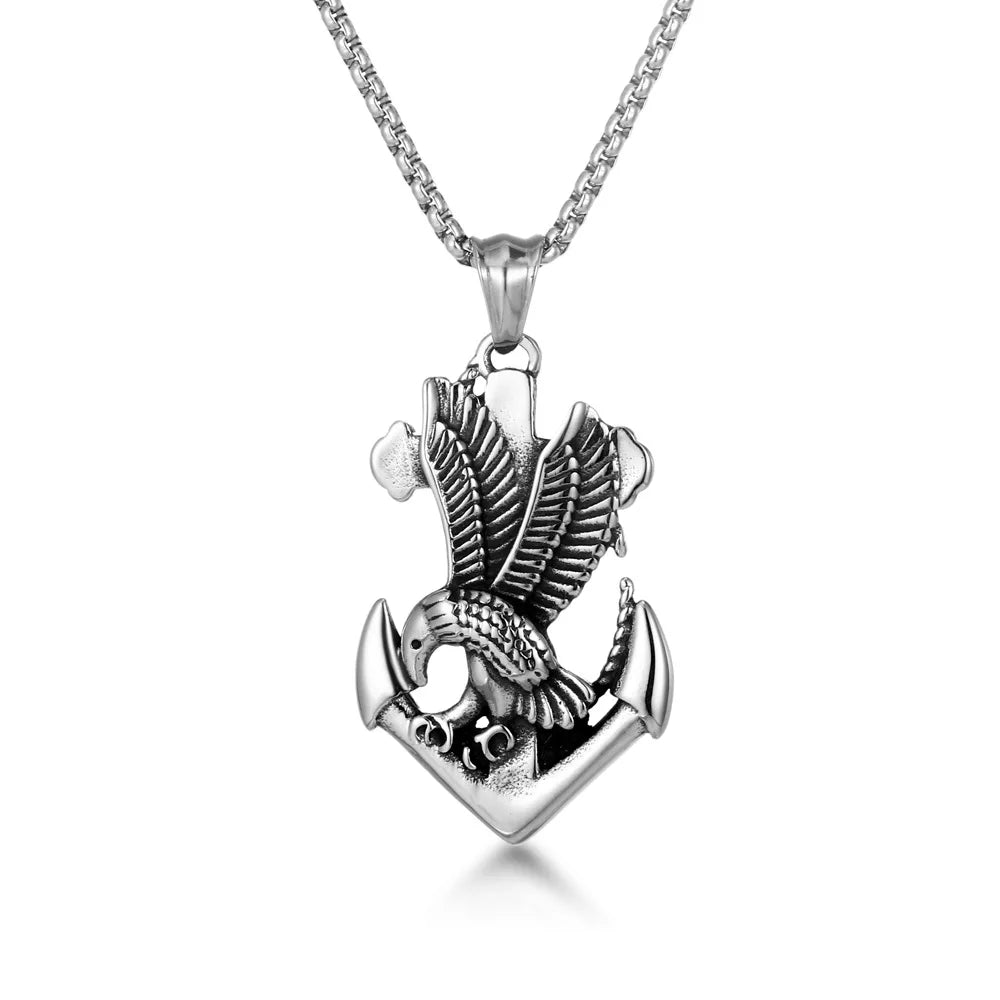 Personalized Stainless Steel Viking Marines Eagle Necklace Anchor Pendant Fine Pendants Charms for Graduation Gift Jewelry Chain