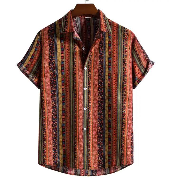 Factory Direct Wholesale Custom Design Digital Print Button up Tops Short Sleeve Men's Retro Beach Casual Hawaiian Shirts