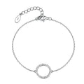 Cute 925 Sterling Silver Bracelet with Zircon Stone Platinum Plated for Gift Party Engagement Anniversary
