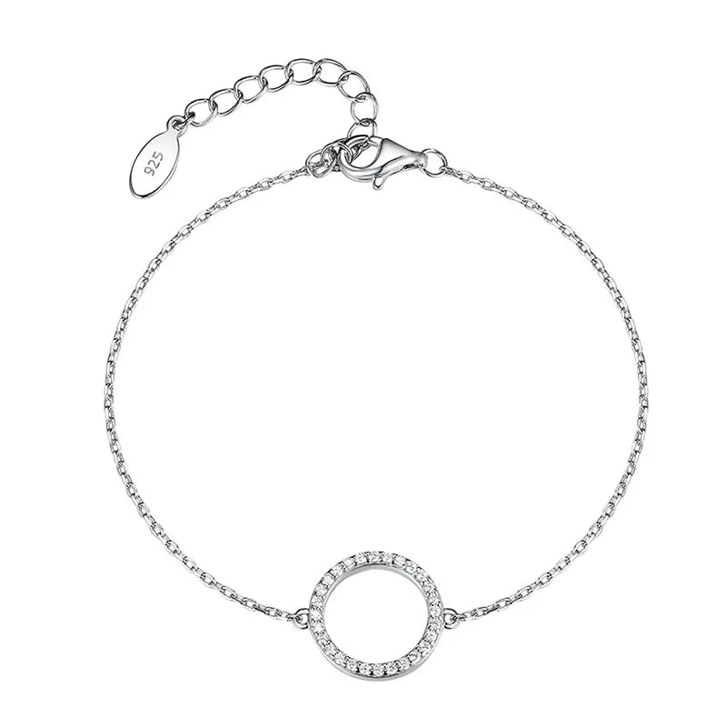 Cute 925 Sterling Silver Bracelet with Zircon Stone Platinum Plated for Gift Party Engagement Anniversary