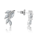 Wholesale 925 Sterling Silver AAA Cubic Zirconia Earrings Fancy Marquise Cut Diamond Leaf Design White Gold Plating Gift