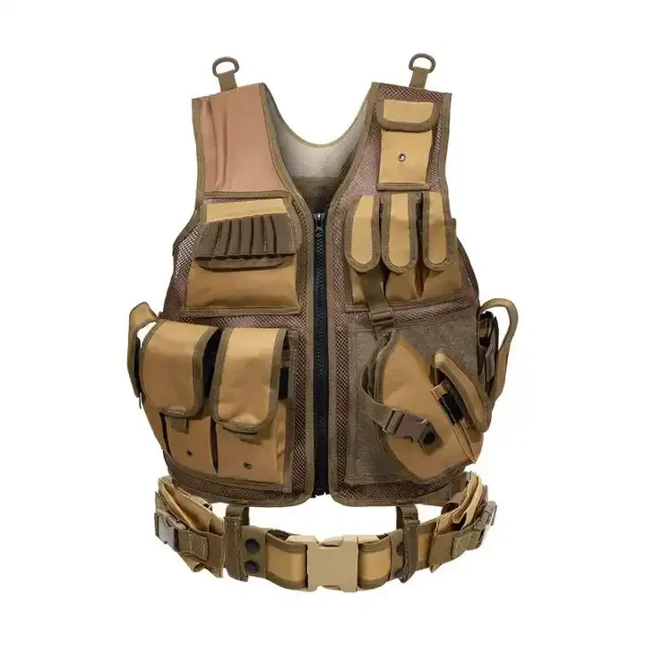 Camo Orange Tactical Vest Adjustable MOLLE Jacket with Multi-Pocket System for Hunting/Security/CS Training