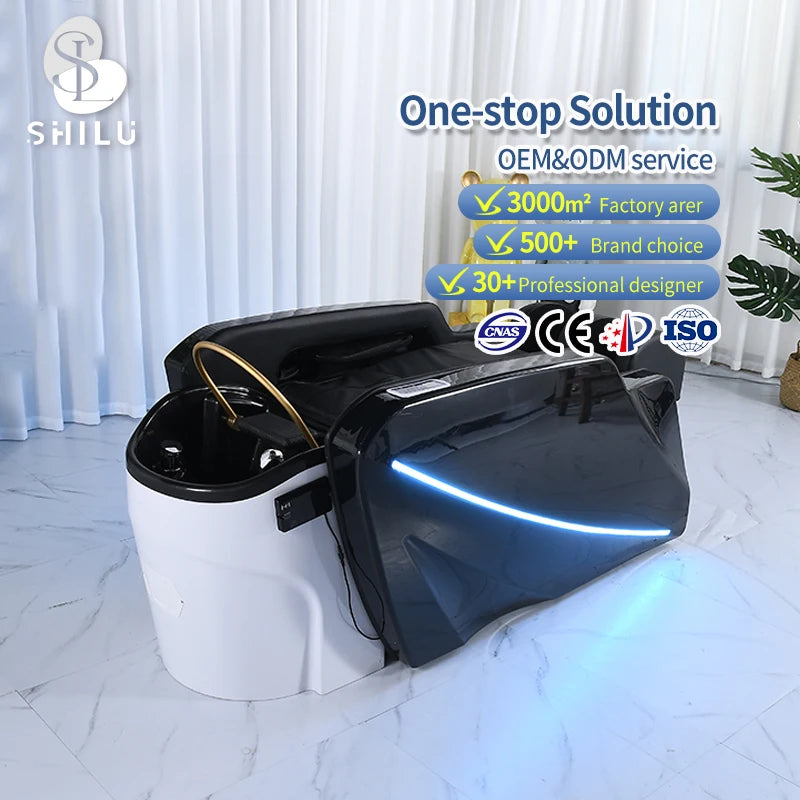 Professional AM9 Modern Spa Head Water Therapy Thai Massage Shampoo Bed Adjustable Steamer Hair Washing Chair Hotel Living Room