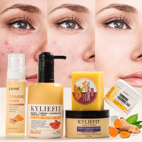 Beauty Salon Youthful Organic Niacinamide Lighten Spots Acne Brightening Whitening Turmeric Skin Care Set