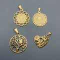 Vintage Stainless Steel Pendants Jewelry Making Heart Saint Benedict Charms Women for Necklace