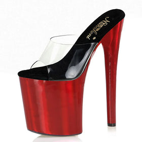 New Thin Heel 20 cm Transparent PVC Steel Pipe Dance High Heels Super High Heels 8 Inch Summer Women's Sandals