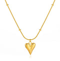 Wholesale Bulk Waterproof Stainless Steel 18K Real Gold PVD Minimalist Heart Pendant Ball Beads Chain Anti-tarnish Necklace
