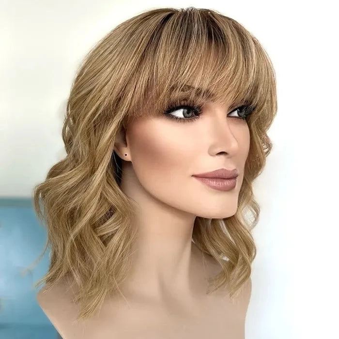 Glueless Natural Double Drawn Layer Transparent Lace Frontal Wigs Human Hair With Bang Natural Hairline Ash Blond Human Hair Wig