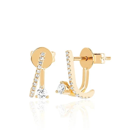 LOZRUNVE 925 Sterling Silver Fashion Front and Back CZ Cubic Zirconia Stud Earring