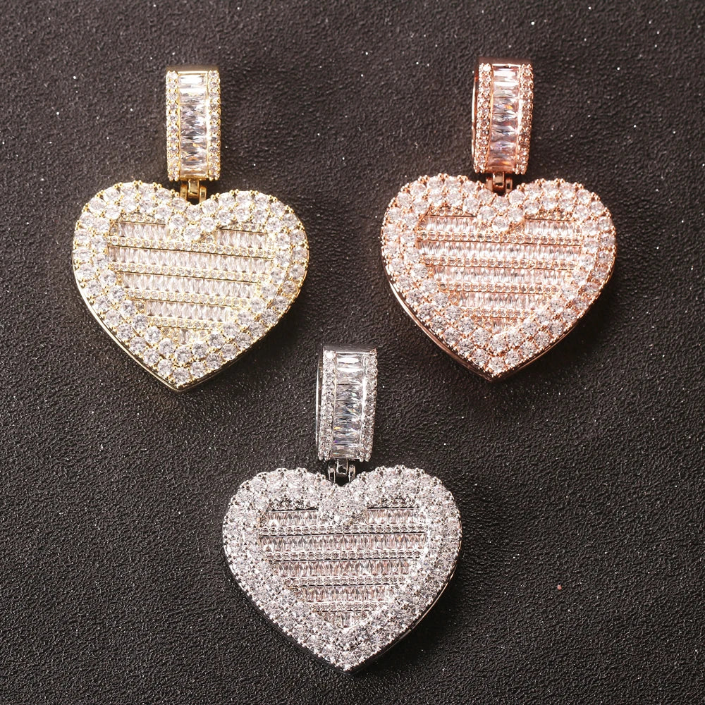 Large Fashion Flip Love Photo Pendant DIY Personalized Photo Couple Pendant Necklace