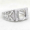 Sterling Silver 8*10mm Semi Mount Men's Ring Frame Empty Blank Claw Setting S925 Base Holder Without Center Stone for DIY Inlay