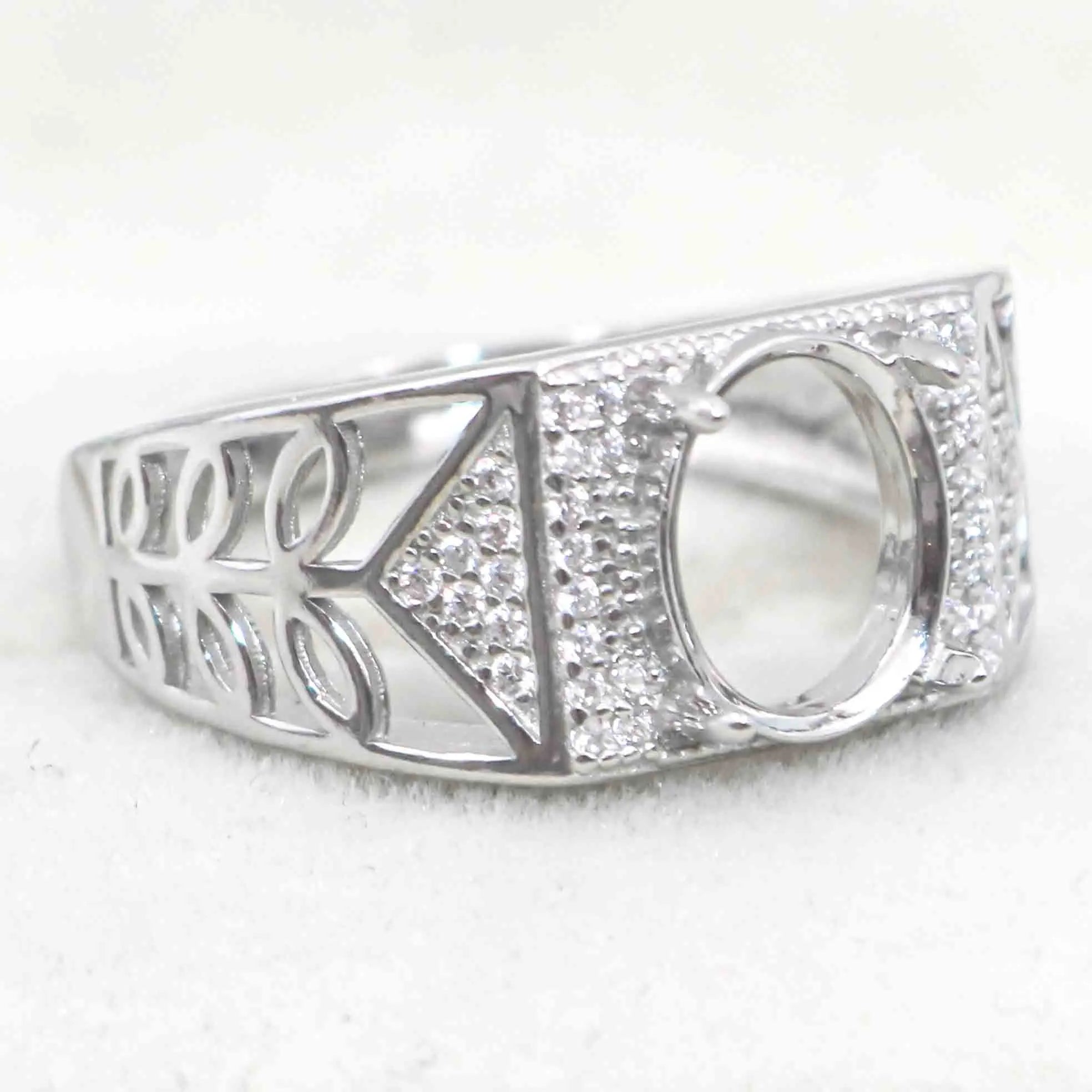 Sterling Silver 8*10mm Semi Mount Men's Ring Frame Empty Blank Claw Setting S925 Base Holder Without Center Stone for DIY Inlay