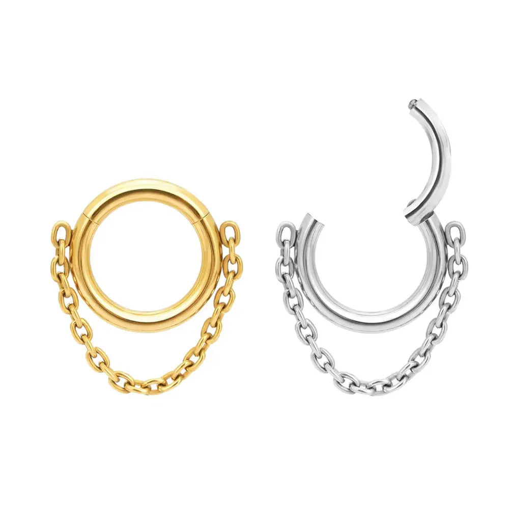 ASTM F136 Titanium 16G Hinged Segment Clicker Septum Rings With Nose Ring Cartilage Hoop Stud Earrings Piercing Jewelry