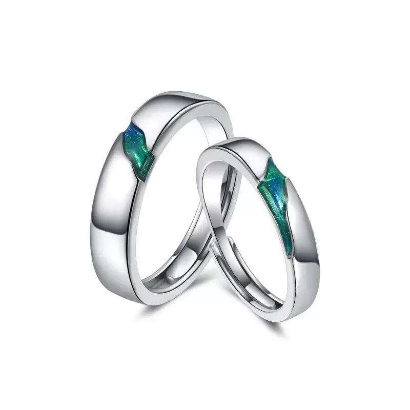 Star Galaxy Couple Ring Wholesale Romantic Design Ring Couples Accessories Green Enamel Ring Star Moon Finger Jewelry for Lover