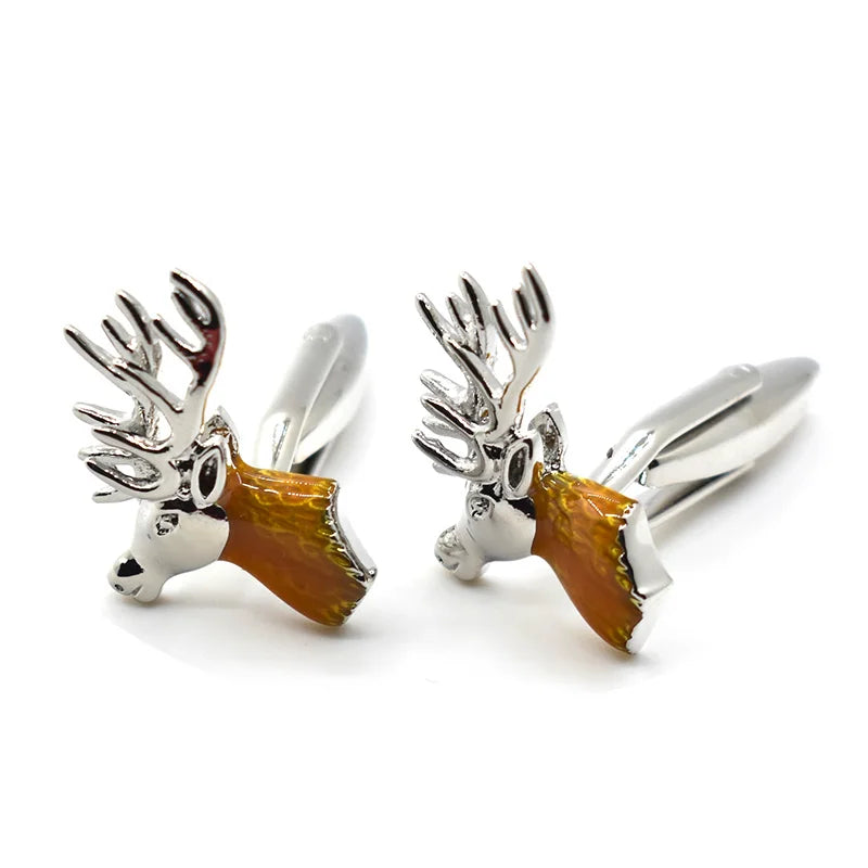 Wholesale Christmas Deer Elegant Novelty Cufflinks Custom Mens Suit Shirt Fashion Accessory Wedding Tuxedo Trendy Jewelry Gift