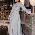 Brand Customization Elegant Long Dress with Hot Diamond Formal Slit Light for Prom and Party Banquet Slim Dress