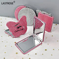 Wholesale Shimmer pink butterfly Metal Cosmetic Mirror Compact Mirror Private Label  Mini Pocket Makeup Mirrors