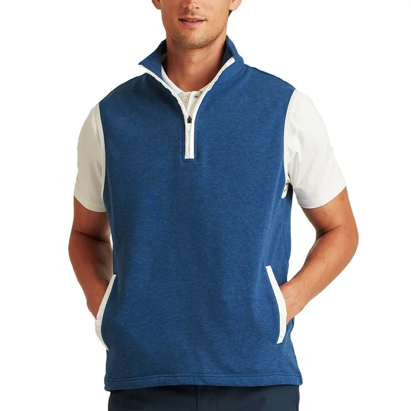 OEM Comfortable Outdoor Winter Blue Wholesale Sleeveless Zip Closure Vest Coat Golf Jacket for Men