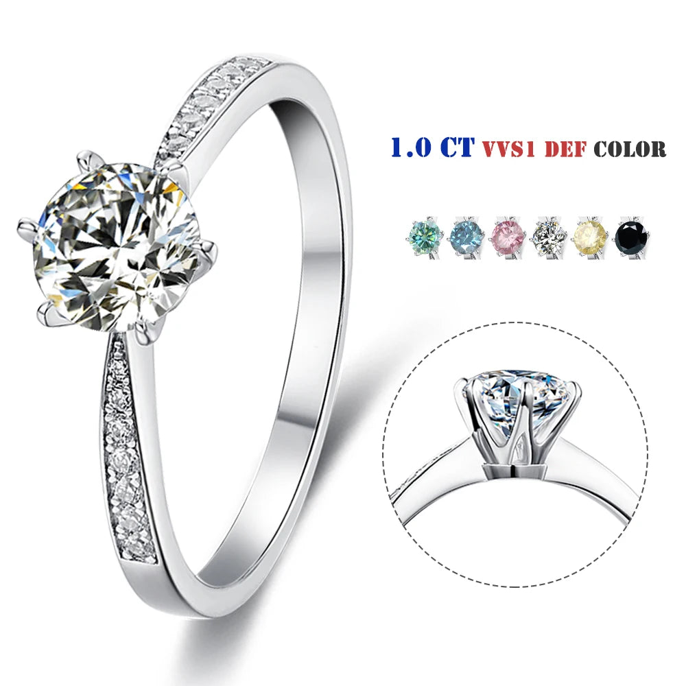 Abiding Jewelry OEM/ODM Custom Women Jewelry Wholesale Rhodium Plated S925 Silver 1CT Moissanite Ring