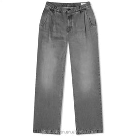 Custom Straight Leg Vintage Washed Denim Pants 100% Cotton Jeans for Men