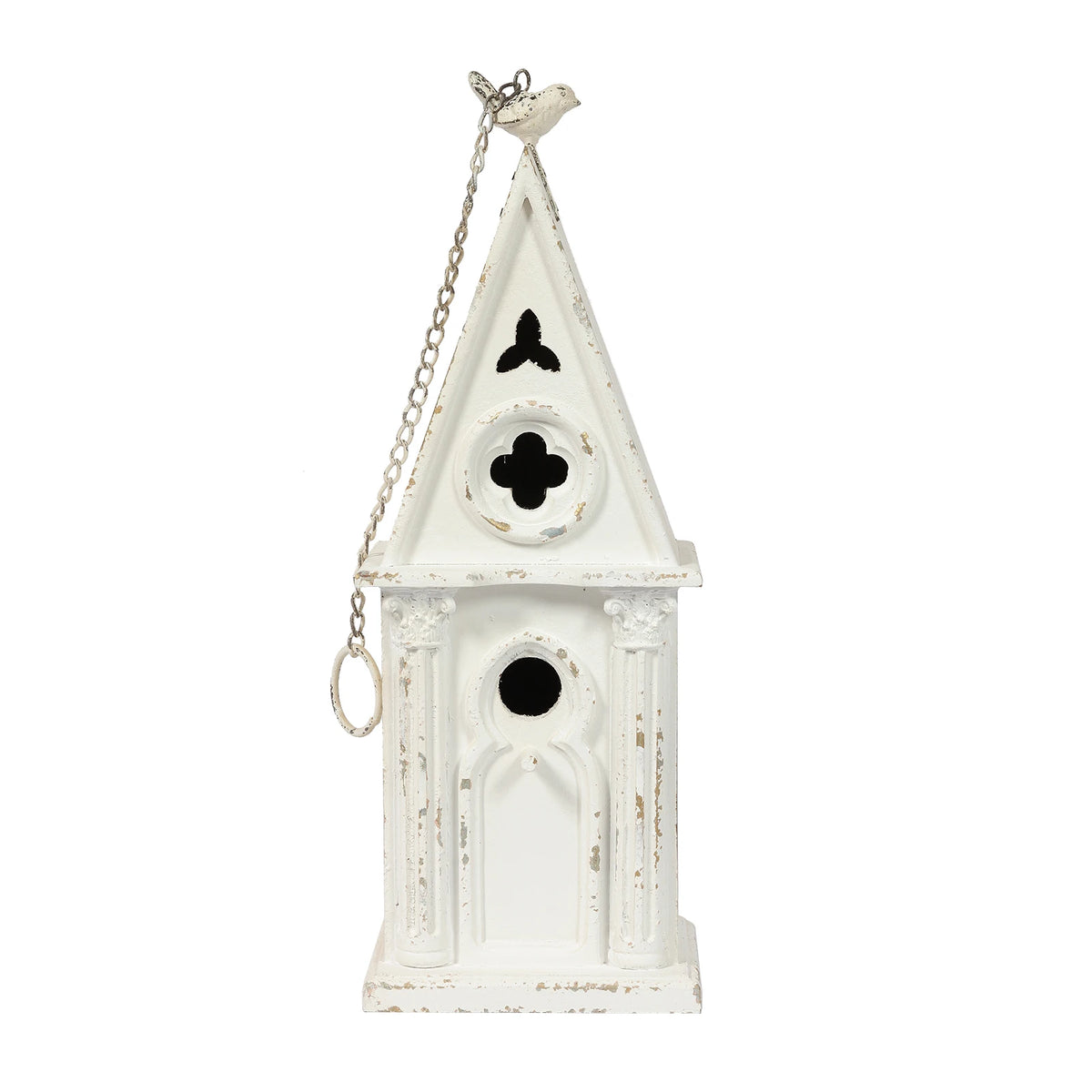 Handicraft Shabby Chic Vintage Outdoor White Wood Wall Farmhouse Decor Hanging Table Decoration Garden Decor Wooden Birdhouse