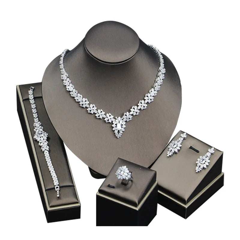 Global Fashion Trends - Light Luxury Full Zircon Inlaid Bridal Fashion Set