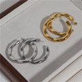 JOOLIM High End 18K Gold Plated Classic Big Irregular Hammered Stainless Steel  Hoop Earrings for Women Fashion Jewelry
