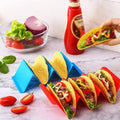 BPA Free PP Material Dishwasher and Microwave Safe Colorful Taco Holders 6 PackTaco Tray Plates Taco Truck Tray Rack