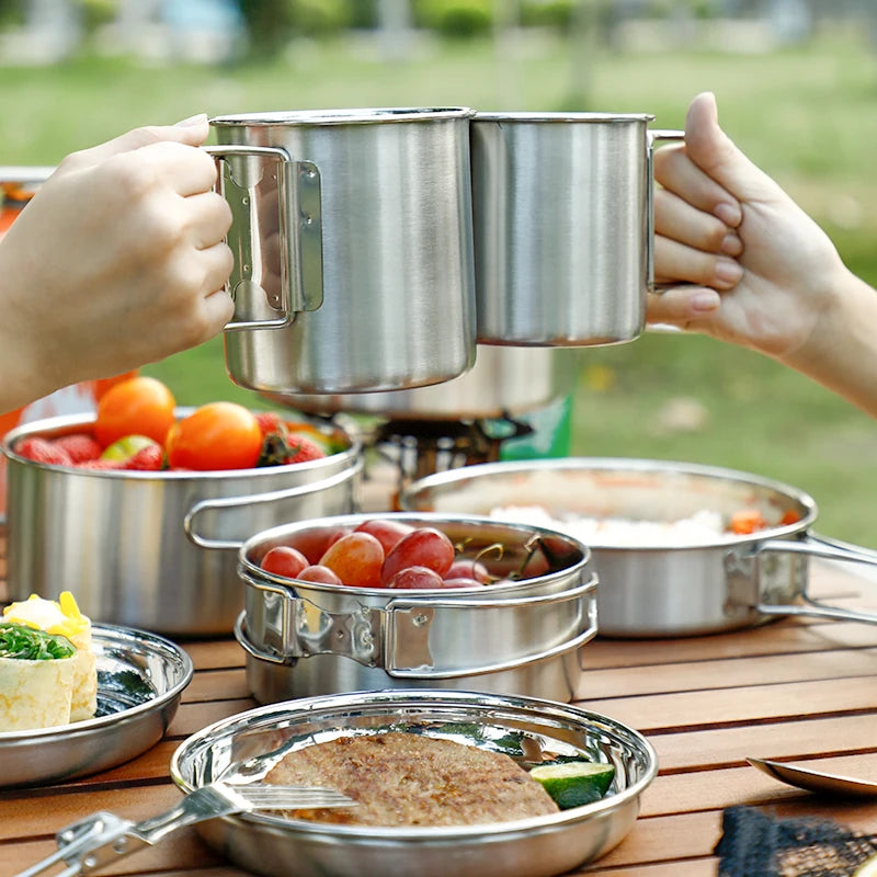 Lekfre Stainless Steel Water Mug Outdoor Camping Set Portable Stackable Drinking Cup Travel Shot Cup Stainless Steel Folding Cup