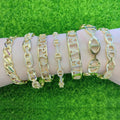 BC2043 18K Gold Plated Brass Bracelet CZ Micro Pave  Coffee Bean Link Chain Hand Cuff Bangle Bracelet