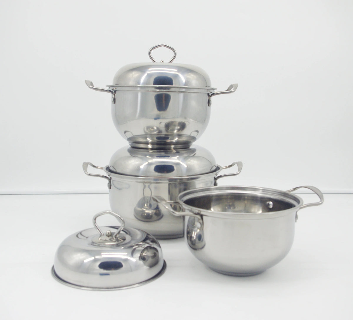 High Manufacturing 6pcs Modern Eco-Friendly Stainless Steel Casserole Cookware Sets Apple Style Kitchen Essentials MegaBDM