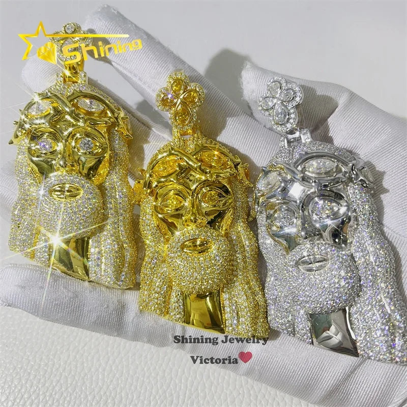 Wholesale Stock Solid Silver 925 Vvs Moissanite Diamond Pass Diamond Tester Men Hip Hop Jesus Pendant