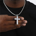 De Rapper Bling Fine Jewelry Rhodium Plated 925 Sterling Silver Baguette VVS Moissanite Iced Cross Pendant Hip Hop Necklace