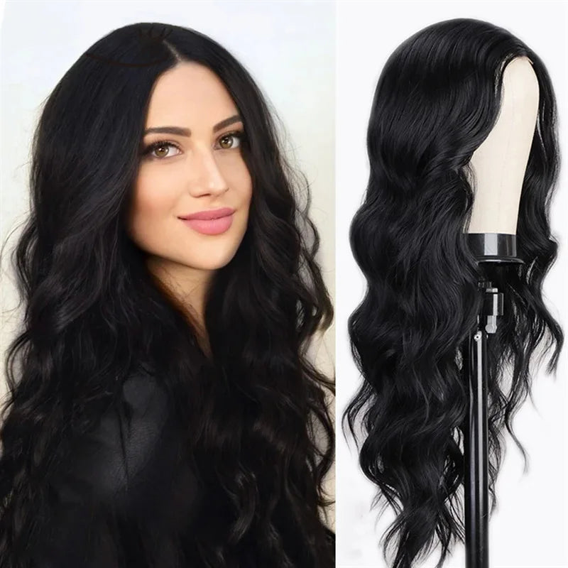 FX-HA39 Women's High Cost Performance Wavy Body Wave Wig New Arrival Synthetic High Temperature Fiber Hair Wig for African Style