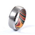 Personality Handmade Men Ring 8mm Silver Tungsten Rings Box Elder Wood Inlay Brushed Finish Dome Men Wedding Engagement Gift
