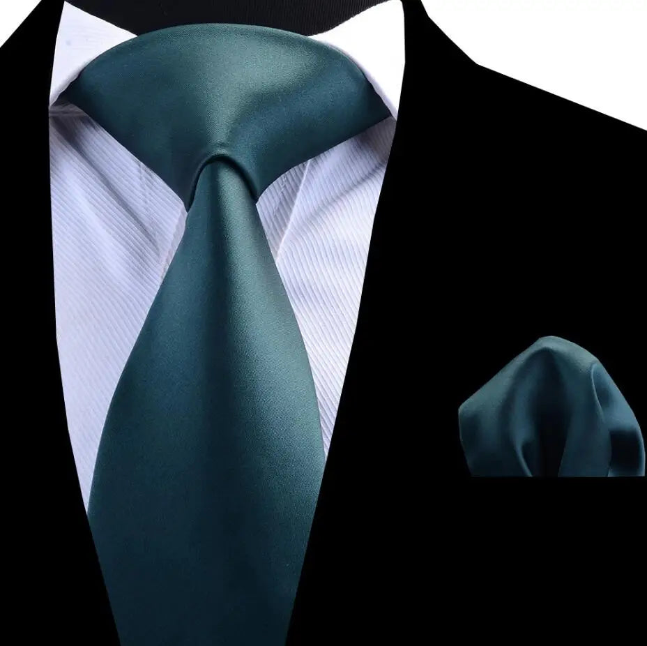 Solid Color Waterproof Men's Tie 2pcs/set With Pocket Square Custom Nen Neck Ties Hanky Handkerchief Set