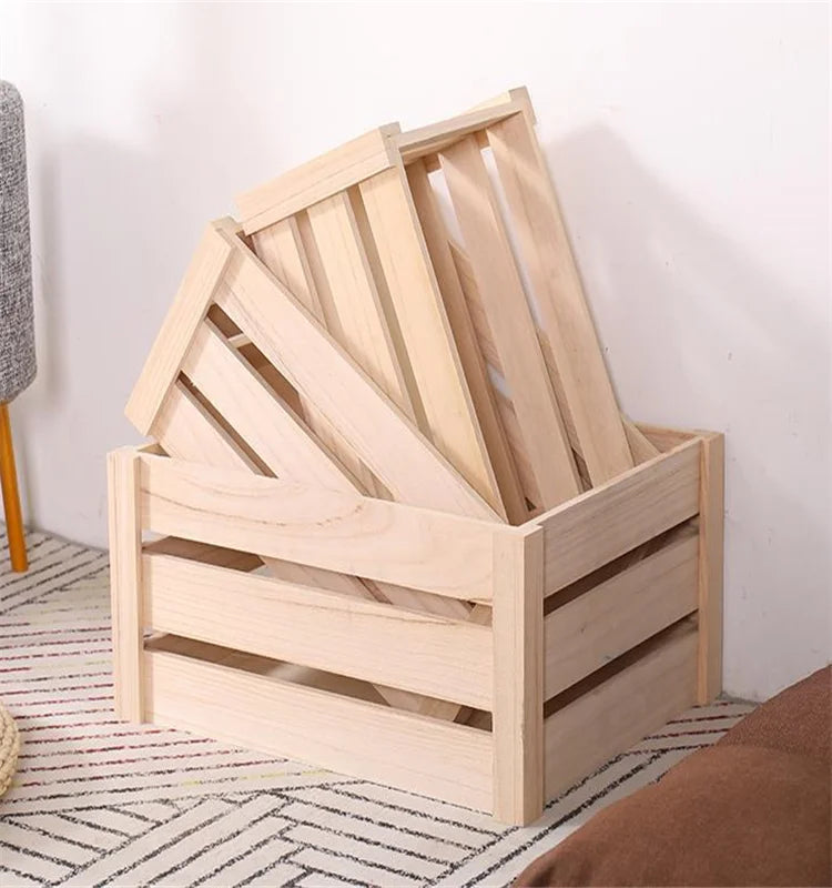 Wholesale Eco-Friendly Farmhouse Decor Handmade Wooden Storage Vegetable Fruit Crate Wood Box Set Wood Wood Organizer