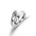 Faith Cross Sterling Silver Open Statement Rings Adjustable Minimalist Eternity Wedding Band Fashion Ring for Women Girls Men