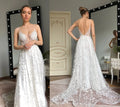 11981#Spaghetti Straps Bohemian Star Shiny Lace A-Line Elegant Open Back Vestido De Noiva Wedding Dress Wedding Bridal Gown