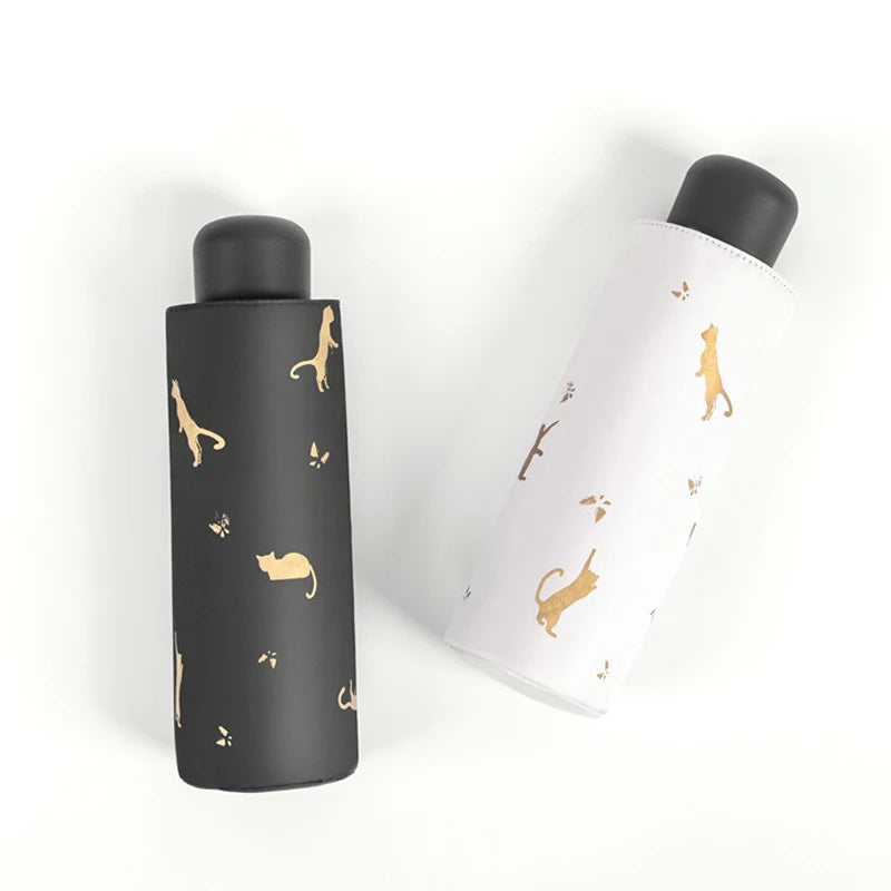 Straight Pattern Mini 5-Fold Capsule Umbrella Black Windproof Waterproof 190T Pongee Auto Open All-in-One for Advertising