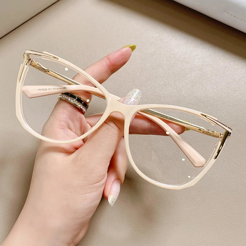 Jiuling Eyewear Crystal Candy Color Cat Eye Blue Light Blocking Optical Shaded Custom Readers Prescription Eyeglasses Glasses