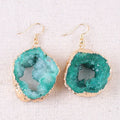 Electroplated Trendy Dangler Earrings Gold Agate for Women Gifts Healing Green Opp Bag Pearl Drop Earrings Teardrop Earrings