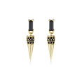 Retro Punk Unisex Hip Hop Earrings Sterling Silver S925 Jewelry Wholesale Geometric Black Zircon Conical Earrings