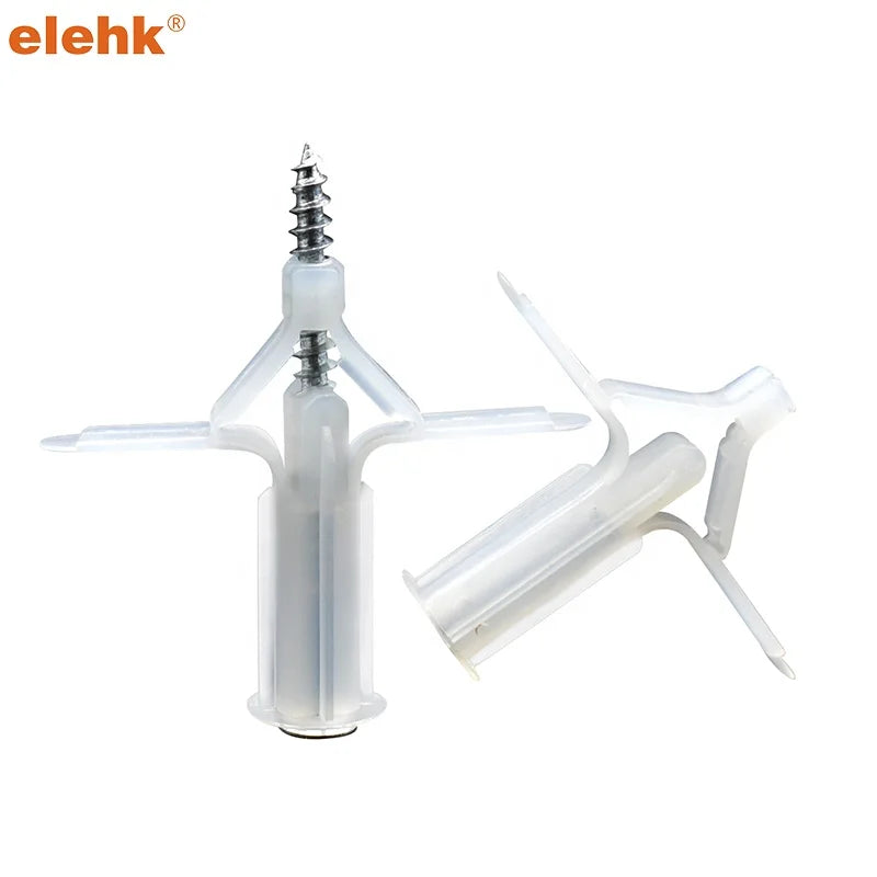 Elehk Nylon Material Plastic Nylon Butterfly Toggle Wall Plug Fixing Butterfly Wings Wall Plug Anchor