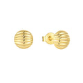 Elegant 18K Gold Plated Sterling Silver Geometric Ball Stud Earrings Ribbed Design Classic Fashion Jewelry for Anniversary Gift