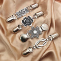 ZF Women's Vintage Sweater Shawl Clips 4-Piece Pack Retro Cardigan Collar Brooches Dress Shirt Fasteners for Wedding Occasions