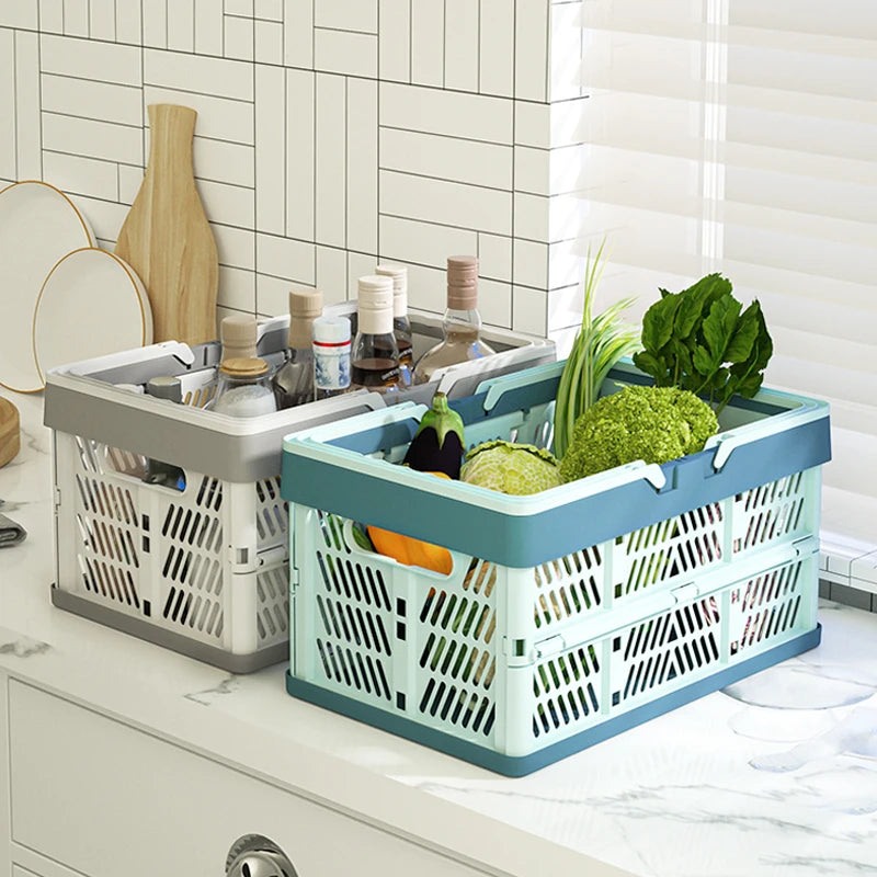Multi-functional Easy Folding Box Small Size Outdoor Fruit Picnic Kitchen Vegetable Plastic Folding Storage Basket